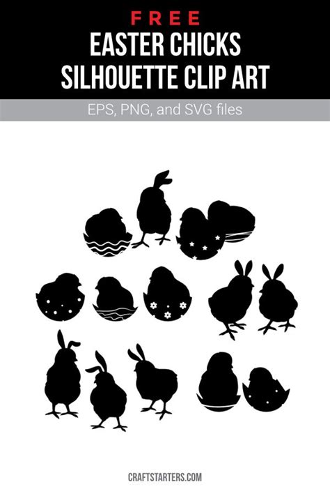 Download Free Easter Set - Chicks Silhouette For Crafts