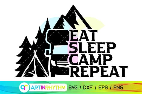 Download Free Eat Sleep Camp Repeat Printable Commercial Use DXF Files