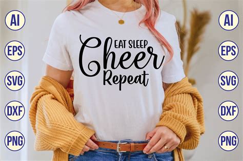 Download Free Eat Sleep Cheer Repeat | Cheer Cut File Commercial Use