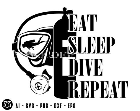 Download Free Eat Sleep Scuba Repeat Files DXF Files