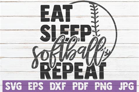 Download Free Eat Sleep Softball Repeat SVG Cut File Files Free PSD Mockups
