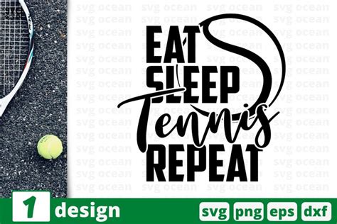 Download Free Eat Sleep Tennis Repeat SVG Cut File Commercial Use