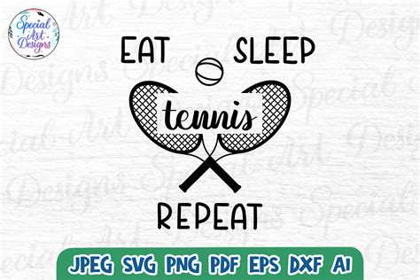 Download Free Eat Sleep Tennis Repeat SVG Cut File Easy Edite
