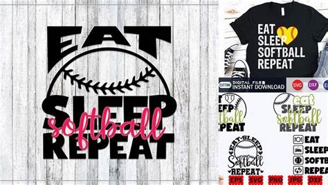 Download Free Eat sleep softball repeat svg Cut Files