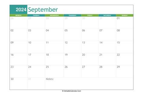 September 2024 Blank Printable Calendars