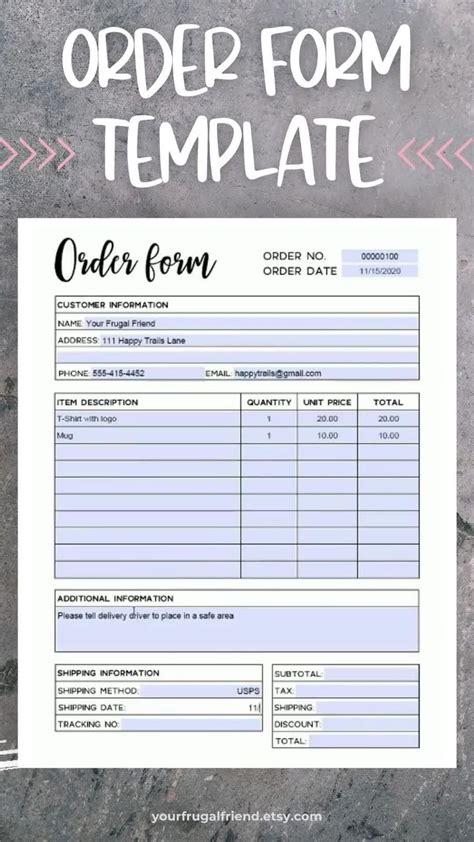 Free Editable Order Form Template