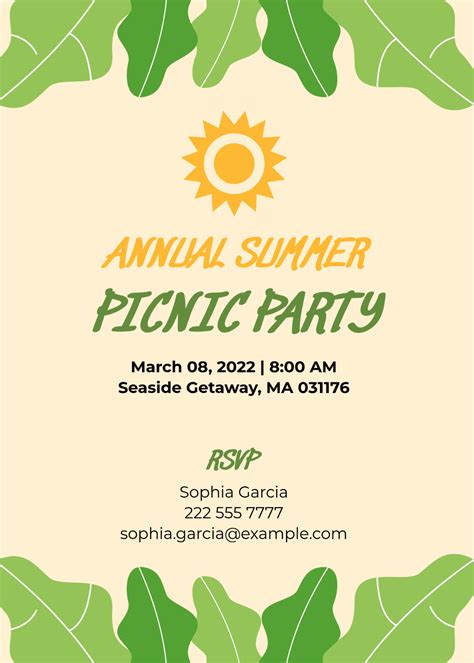 Free Editable Picnic Invitation Template