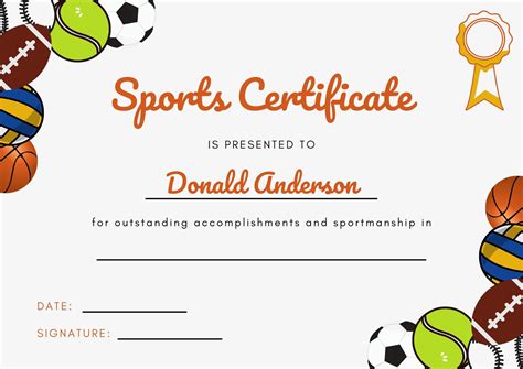 Free Editable Sports Certificate Templates