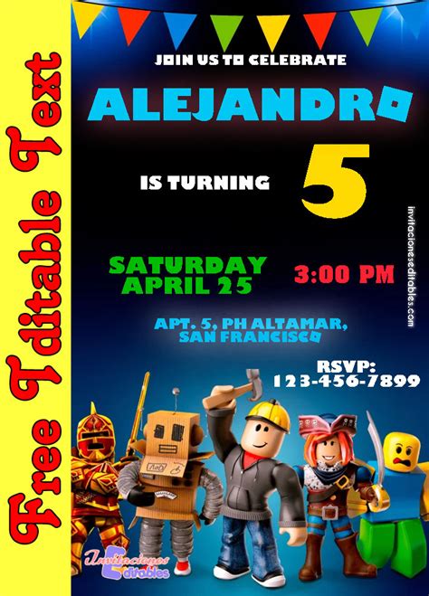 Free Editable Template Roblox Invitation 01 2023