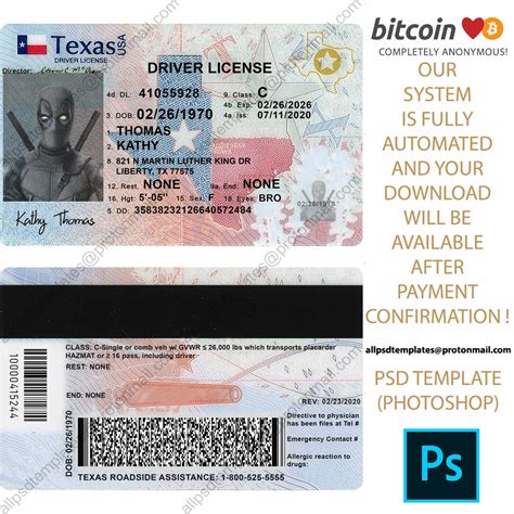 Free Editable Texas Drivers License Template