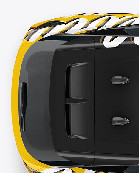 Download Free Electric Crossover SUV - Top View PSD Yellow Images Free Mockups PSD Files