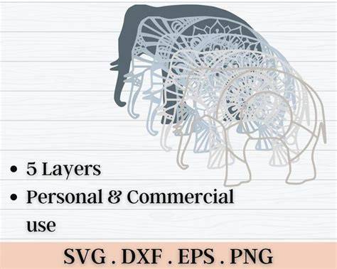 Download Free Elephant 3D Layered Mandala SVG - DXF - EPS - PNG DXF Files