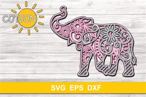 Download Free Elephant 3D Layered Mandala SVG - DXF - EPS - PNG Files
