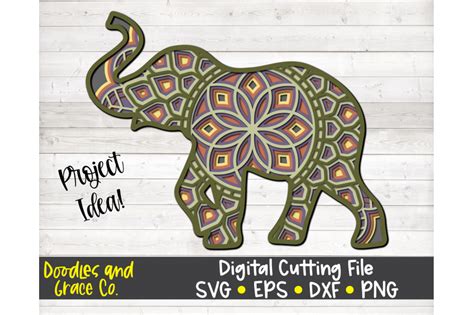 Download Free Elephant 3D Layered Mandala SVG - DXF - EPS - PNG Files Free PSD Mockups
