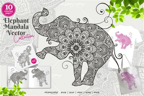 Download Free Elephant Mandala Vector Coloring Book Files DXF Files