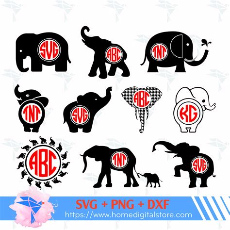 Download Free Elephant monogram frames Commercial Use DXF Files