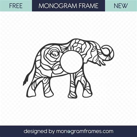 Download Free Elephant monogram frames Creativefabrica DXF Files
