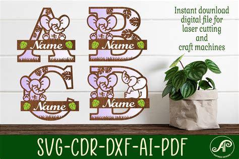 Download Free Elephant monogram frames Creativefabrica For Crafts