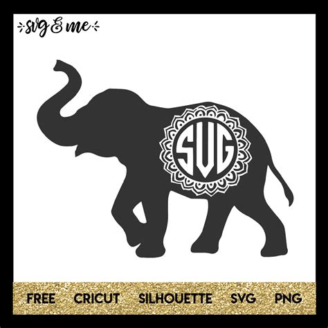 Download Free Elephant monogram frames Cricut SVG For Crafts