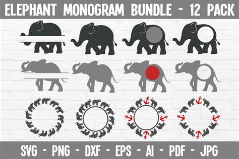 Download Free Elephant monogram frames Files