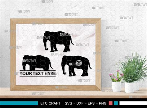 Download Free Elephant monogram frames Silhouette