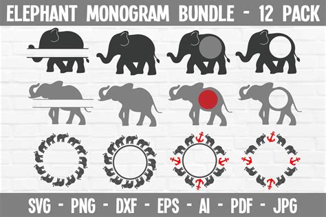Download Free Elephant monogram frames for Cricut