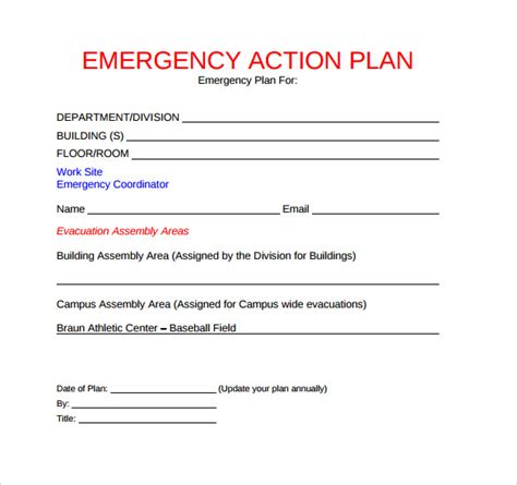 Free Emergency Action Plan Template