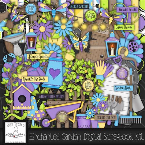 Download Free Enchanted Garden Digital Scrapbook Kit. DXF Files