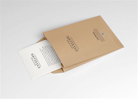 Download Free Envelope in a Kraft Paper Box Mockup PSD Generator