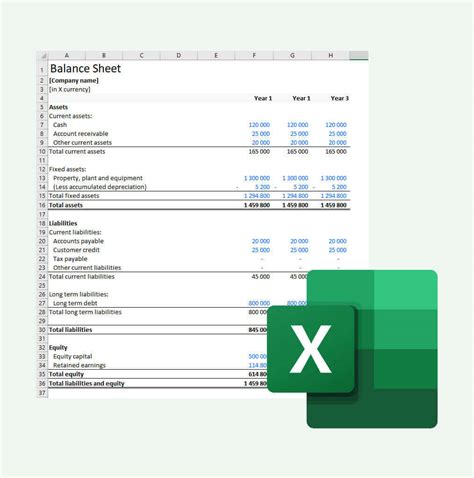 Free Excel Balance Sheet Template
