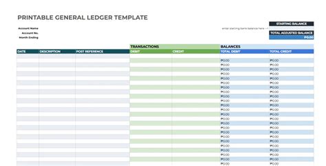 Free Excel Ledger Template
