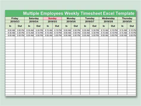 Free Excel Timesheet Template Multiple Employees – Free Editable ...