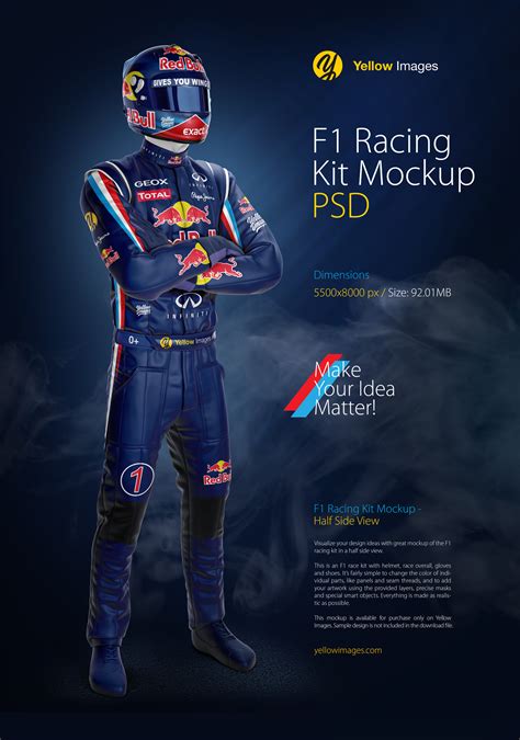 Download Free F1 Racing Kit Mockup - Front View PSD Generator