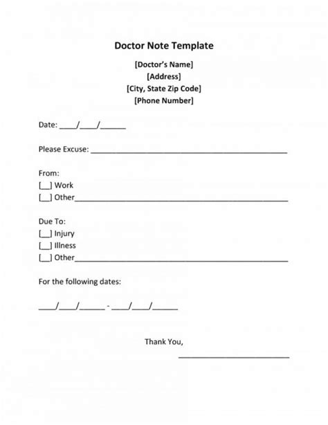 Free Fake Dr Note Template