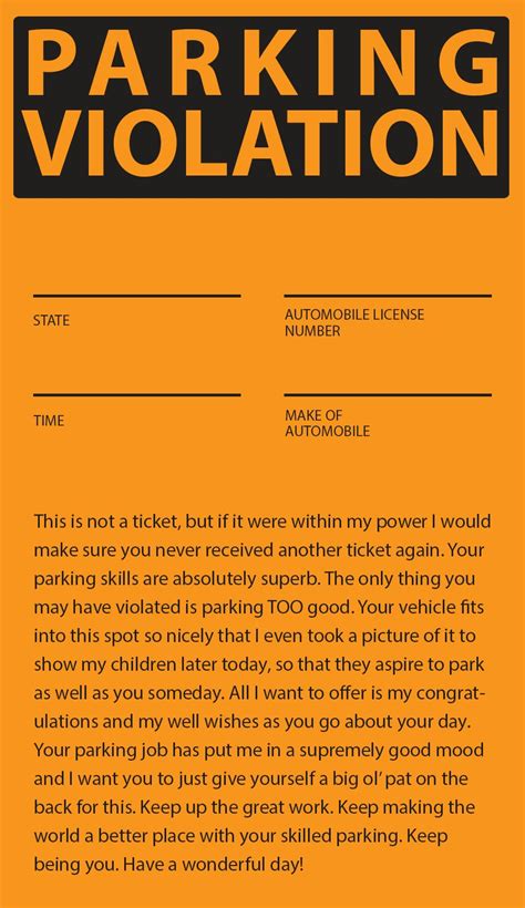 Free Fake Parking Ticket Printable