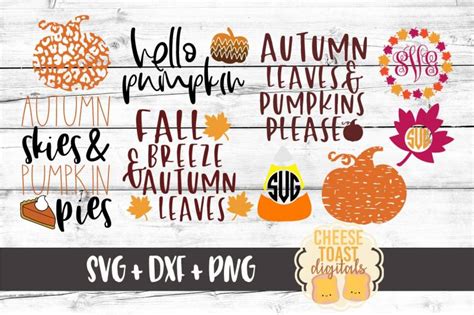 Download Free Fall Bundle of 9 Cut Files SVG PNG DXF DXF Files