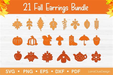 Download Free Fall Earrings SVG Bundle Commercial Use DXF Files