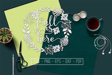 Download Free Fall Is here Papercut Template, Fall Decor, Leaves SVG, PDF Files DXF Files