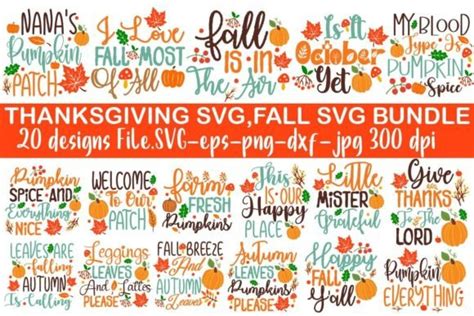 Download Free Fall SVG Bundle, Halloween Cut File Bundle, Thanksgiving PNG DXF Files