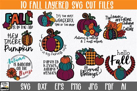 Download Free Fall SVG File Bundle with 10 Layered Cut Files Images