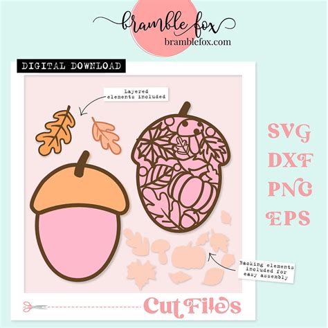 Download Free Fall acorn set digital cut file DXF Files