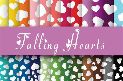Download Free Falling Hearts Digital Paper Commercial Use