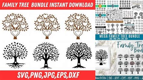 Download Free Family Tree Bundle SVG DXF EPS PNG Files For Crafts