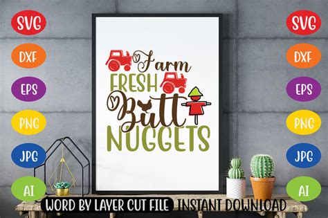 Download Free Farm Fresh Butt Nuggets SVG Cut File Commercial Use Free PSD Mockups