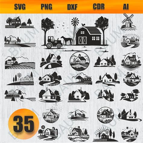 Download Free Farm House SVG Cut File Creativefabrica DXF Files