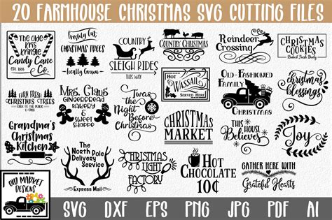 Download Free Farmhouse Christmas SVG DXF PNG Bundle Files DXF Files