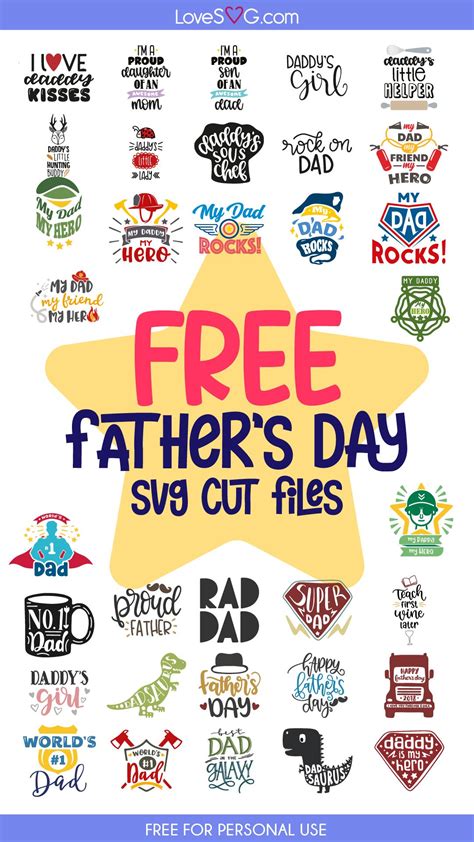Download Free Father's day set of elements SVG Cut Files