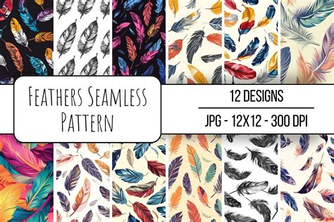 Download Free Feathers Seamless Pattern Pack For Cricut