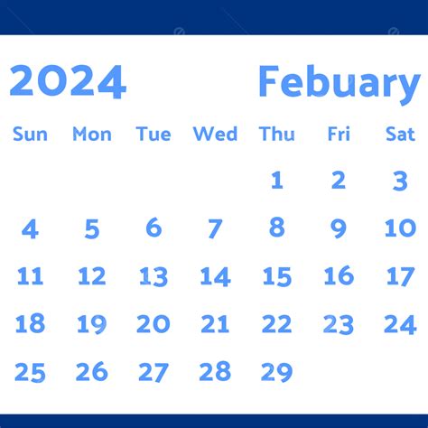 Free February 2024 Calendar Vector