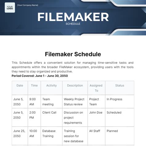 Free Filemaker Solution Calendar Diary